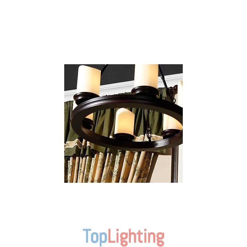 Vintage Chandelier 6 Lights Steel and Glass