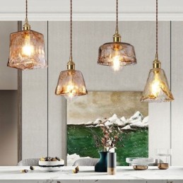 Unique Mini Glass Pendant Light Japanese Style Amber Color Decorative Lighting