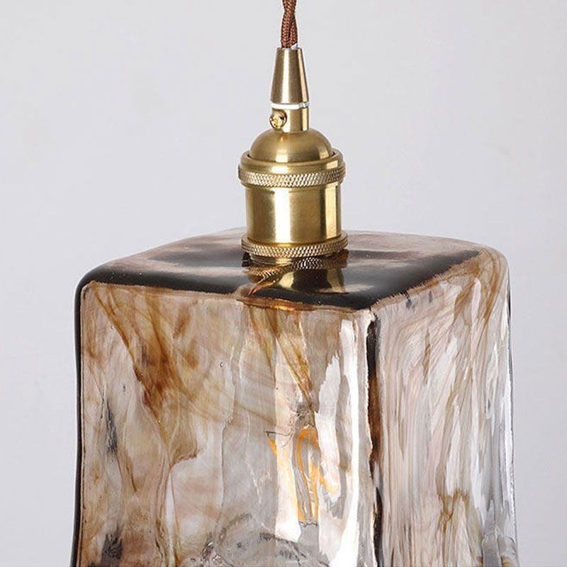 Unique Mini Glass Pendant Light Japanese Style Amber Color Decorative Lighting