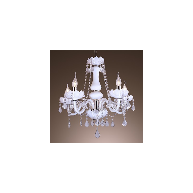 Elegant Crystal Chandelier with 5 Lights in White