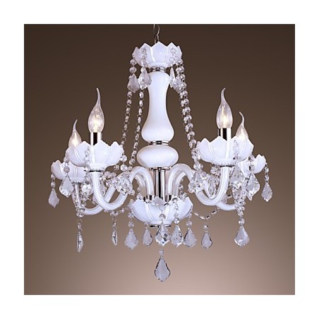 Elegant Crystal Chandelier with 5 Lights in White Elegant Crystal Chandelier with 5 Lights in White