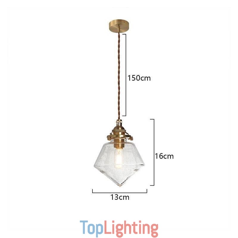 1 Light Diamond Glass Pendant Light Bubble Glass Light Fixture