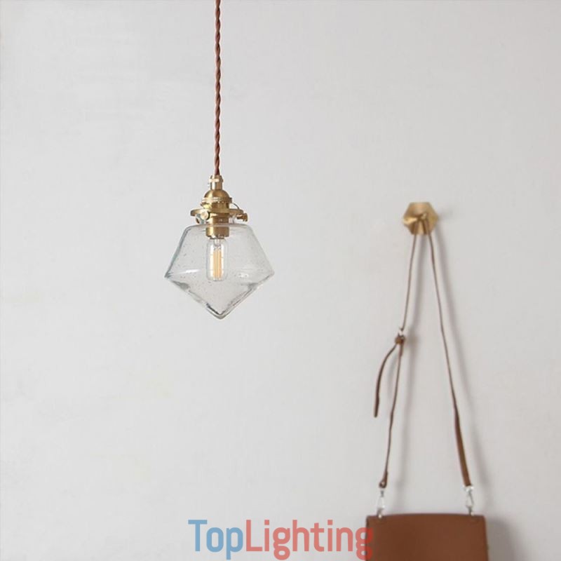 1 Light Diamond Glass Pendant Light Bubble Glass Light Fixture