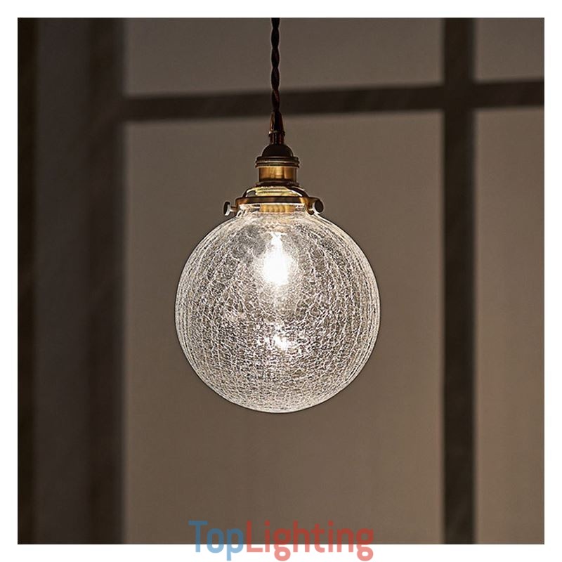 Glass Pendant Light Modern Crackle Ceiling Light Fixture