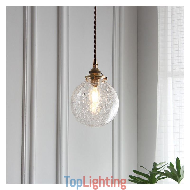 Glass Pendant Light Modern Crackle Ceiling Light Fixture