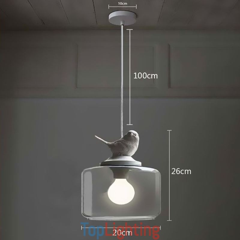 Retro Style Glass Pendant Light Little Bird Decorative Lighting