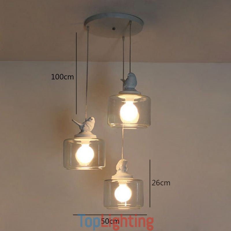 Retro Style Glass Pendant Light Little Bird Decorative Lighting