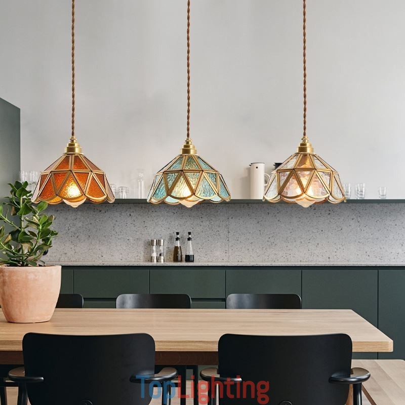 Retro Glass Pendant Light Japanese Style Glass Ceiling Light