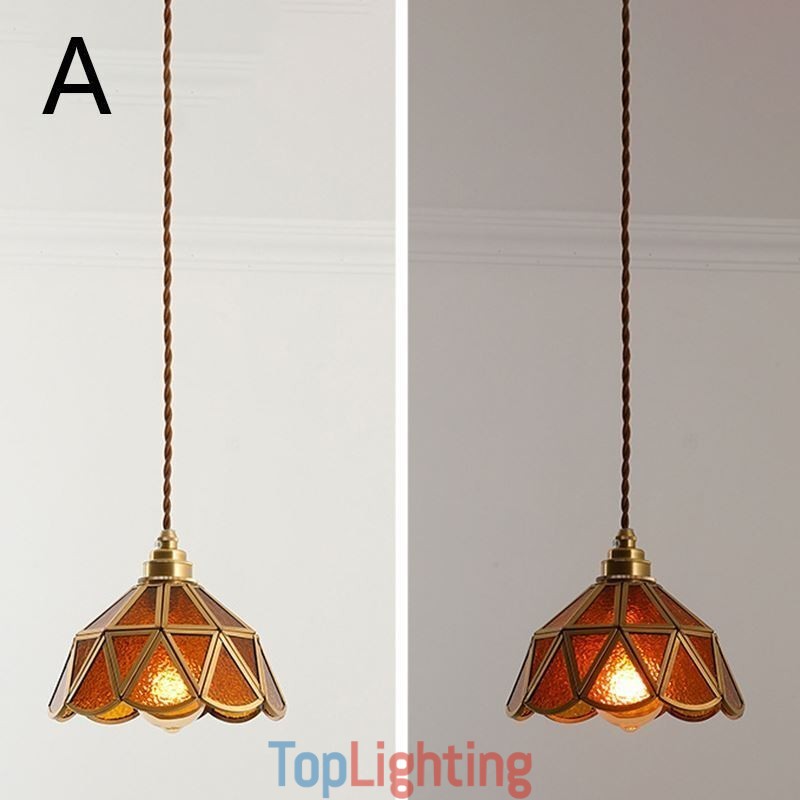 Retro Glass Pendant Light Japanese Style Glass Ceiling Light