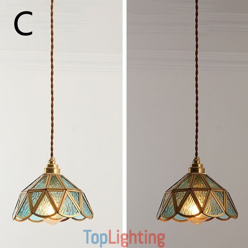 Retro Glass Pendant Light Japanese Style Glass Ceiling Light