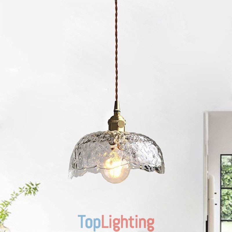 Irregular Brass Glass Pendant Light Hammer Glass Ceiling Light