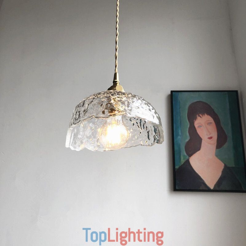 Irregular Brass Glass Pendant Light Hammer Glass Ceiling Light