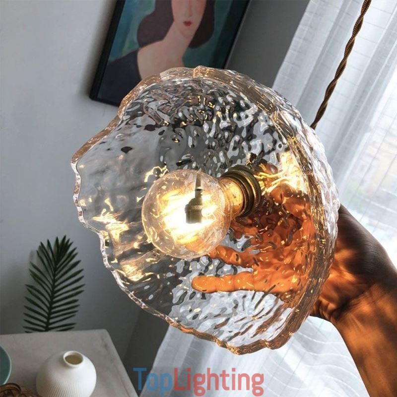 Irregular Brass Glass Pendant Light Hammer Glass Ceiling Light