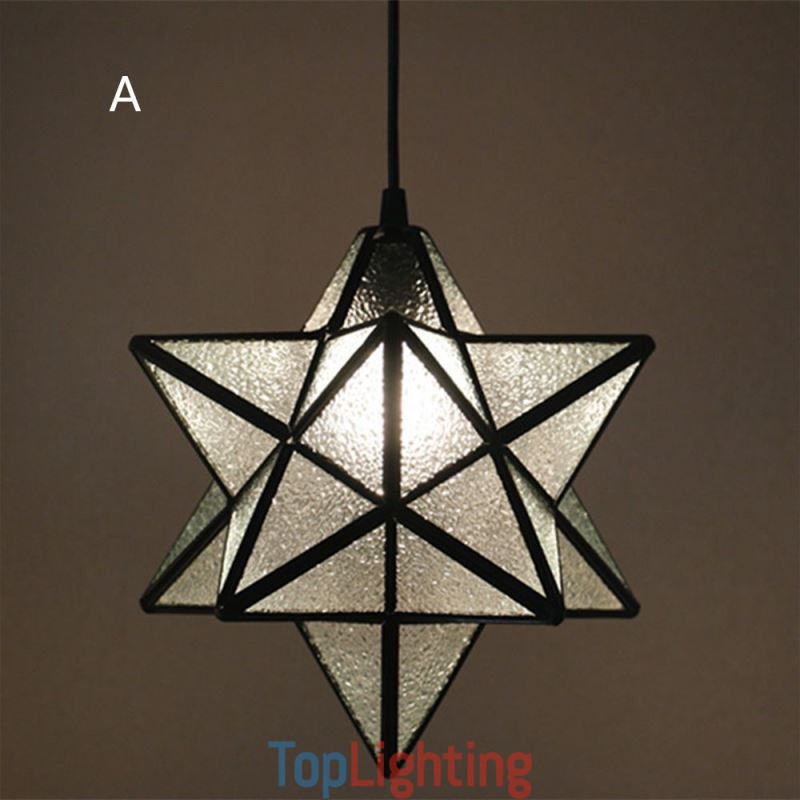 European Stained Glass Pendant Light Creative Star Pendant Lamp
