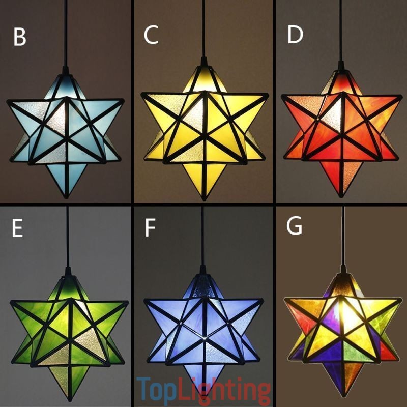 European Stained Glass Pendant Light Creative Star Pendant Lamp