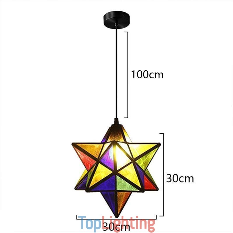 European Stained Glass Pendant Light Creative Star Pendant Lamp