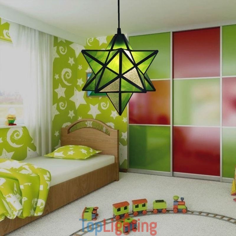 European Stained Glass Pendant Light Creative Star Pendant Lamp