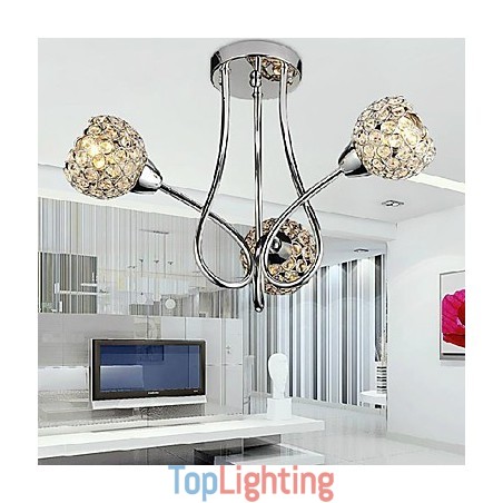Modern Shining 3 Light Flush Mount In Crystal Design Modern Shining 3 Light Flush Mount In Crystal Design