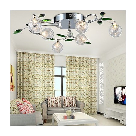 Chandelier 6 Light Country Aluminum Glass Chrome Chandelier 6 Light Country Aluminum Glass Chrome