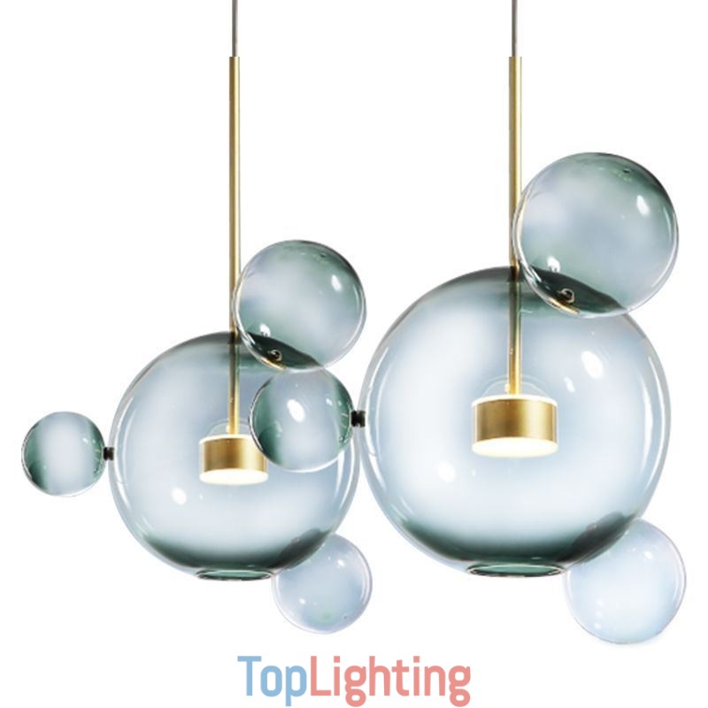 Pendant Light Glass Bubble Ceiling Light Gradient Green Lamp