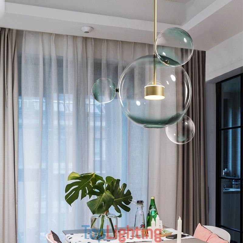 Pendant Light Glass Bubble Ceiling Light Gradient Green Lamp
