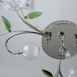 Chandelier 6 Light Country Aluminum Glass Chrome