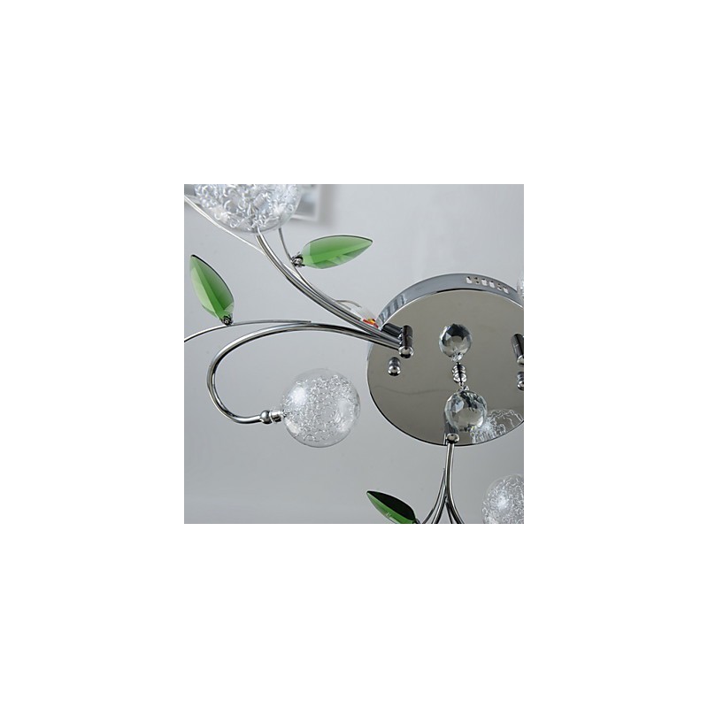 Chandelier 6 Light Country Aluminum Glass Chrome