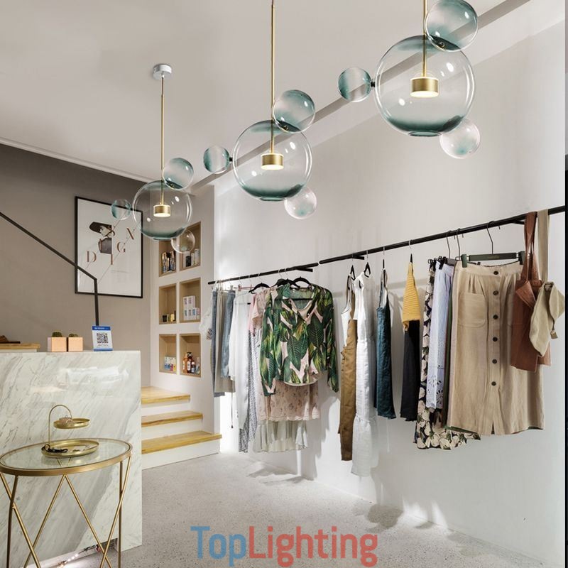 Pendant Light Glass Bubble Ceiling Light Gradient Green Lamp