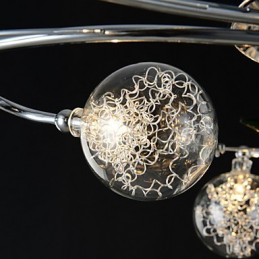 Chandelier 6 Light Country Aluminum Glass Chrome