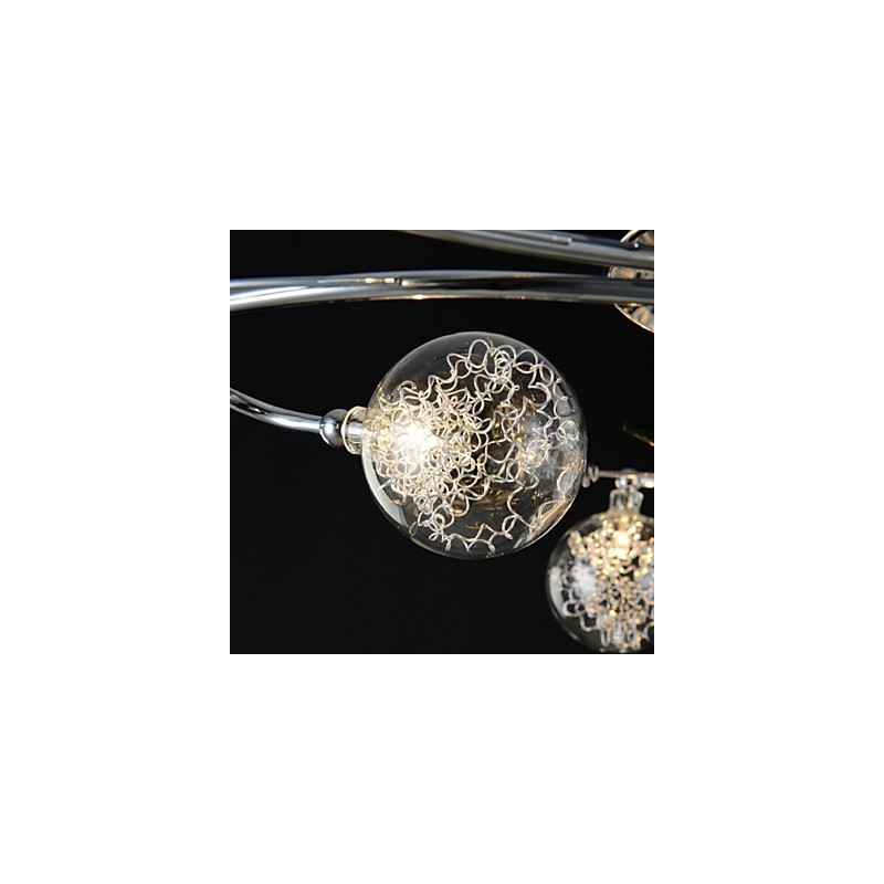 Chandelier 6 Light Country Aluminum Glass Chrome