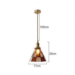 Retro Lattice Glass Pendant Lamp Japanese Style Lighting