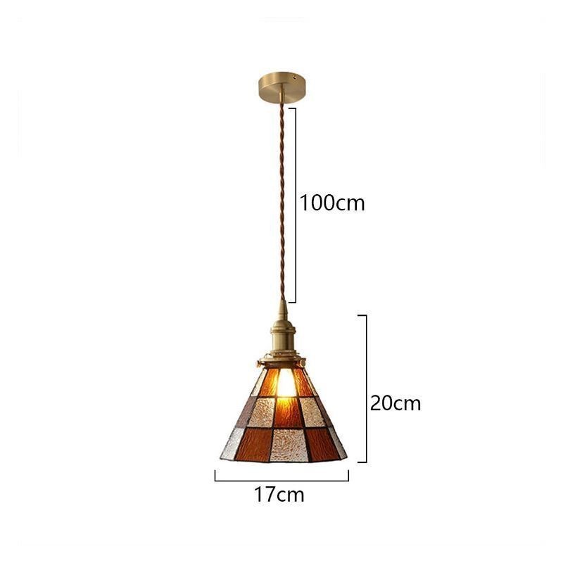 Retro Lattice Glass Pendant Lamp Japanese Style Lighting