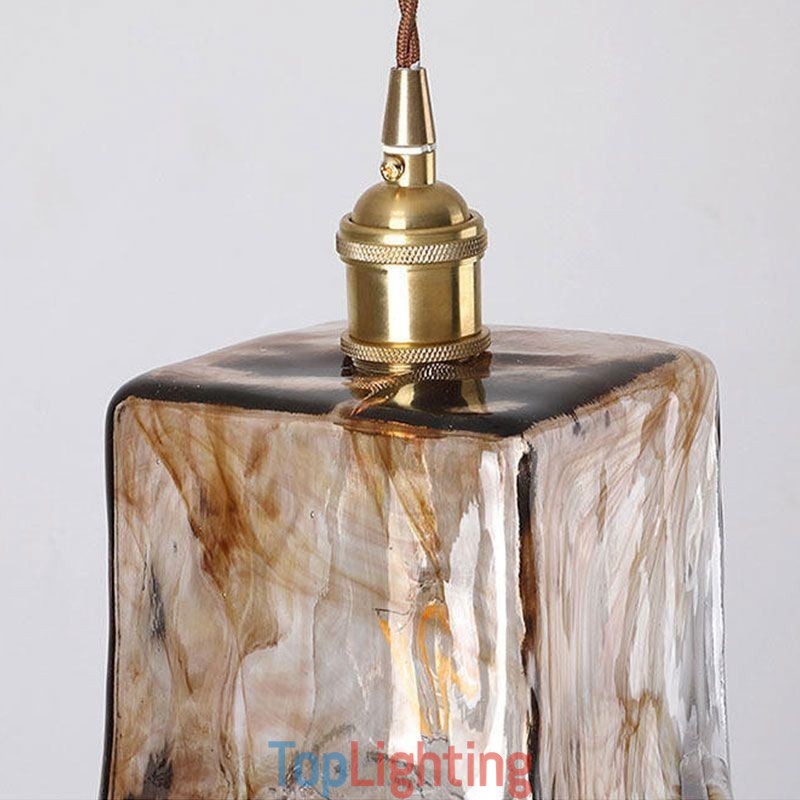 Unique Mini Glass Pendant Light Japanese Style Amber Color Decorative Lighting