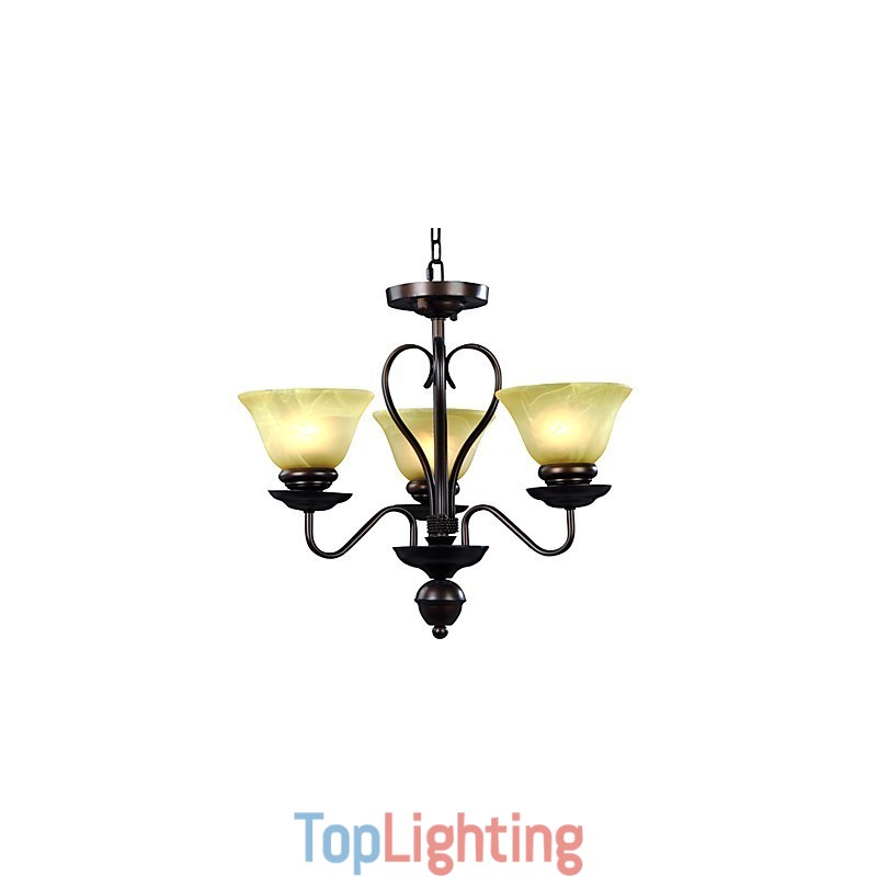 3 light Glass Chandelier