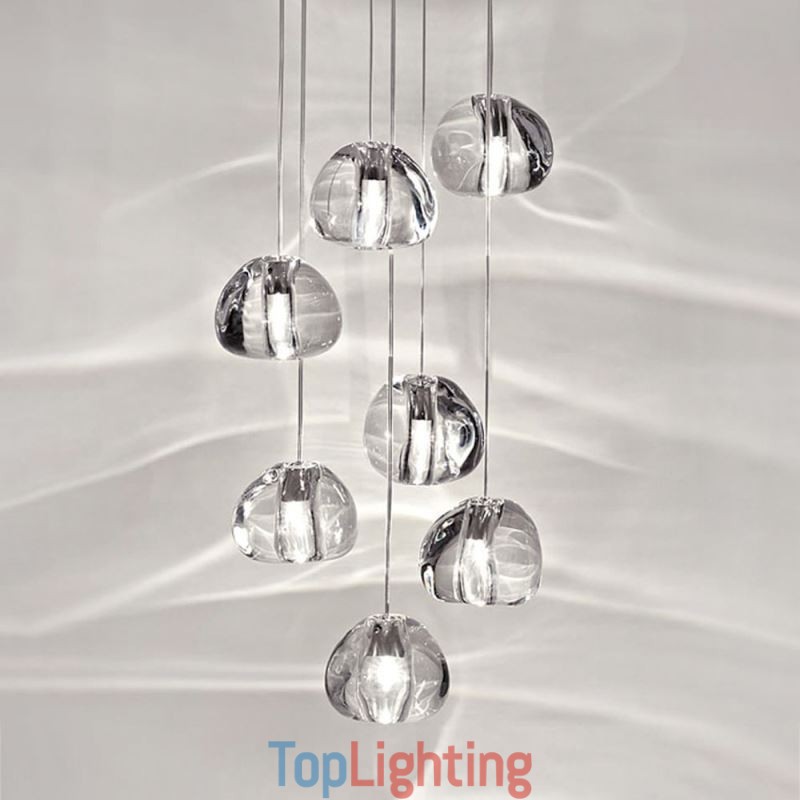 Modern Crystal Cluster Pendant Light Unique Crystal Lamp Shade Duplex Stair