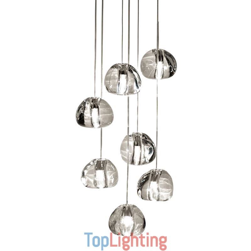 Modern Crystal Cluster Pendant Light Unique Crystal Lamp Shade Duplex Stair