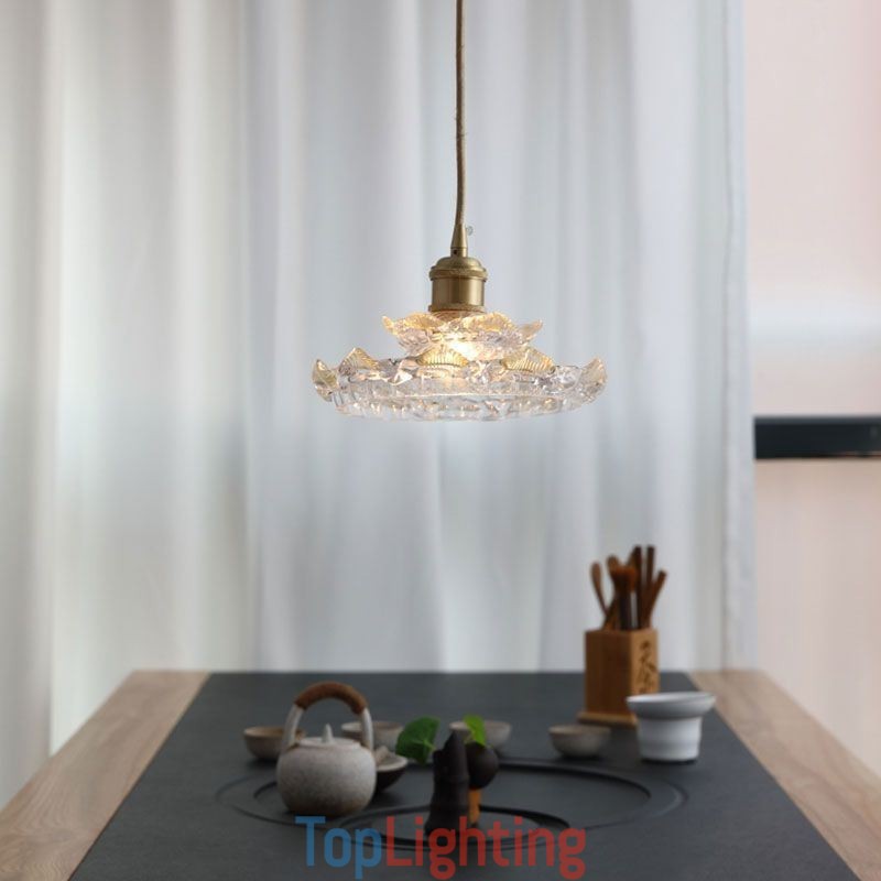 Japanese Style Glass Pendant Light Lotus Glass Pendant Lamp