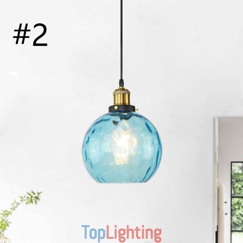 Contemporary Glass Pendant Light Round Water Pattern Glass Pendant Lamp