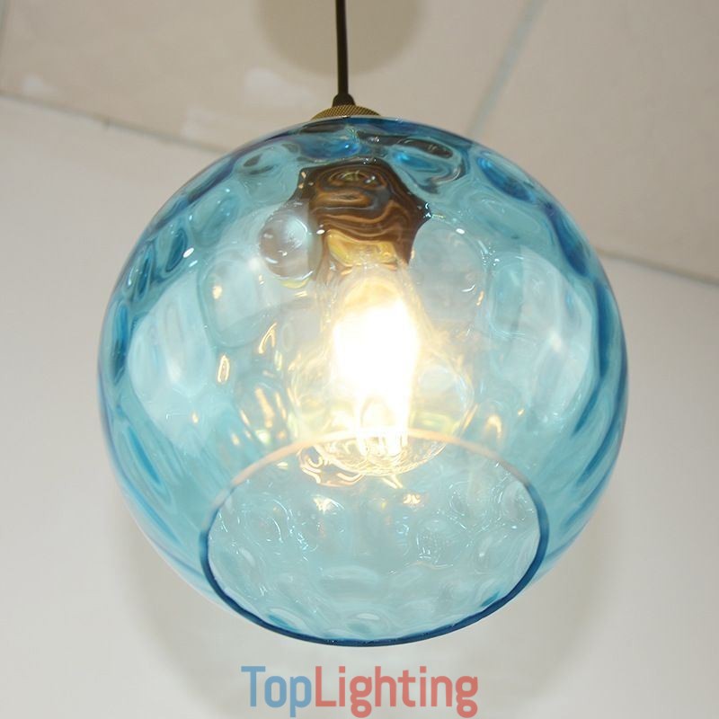 Contemporary Glass Pendant Light Round Water Pattern Glass Pendant Lamp