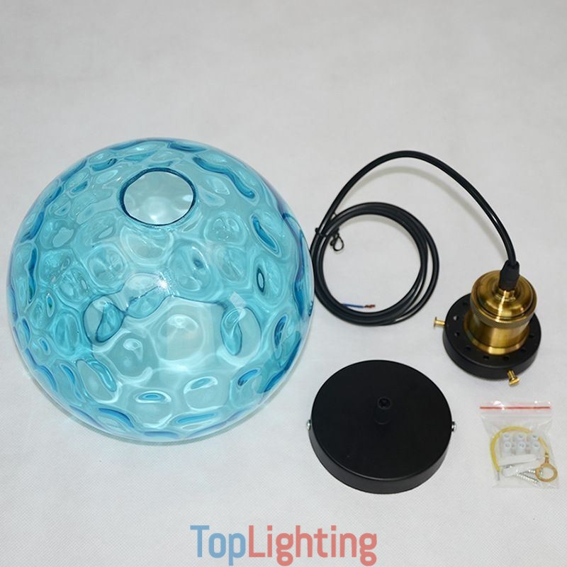 Contemporary Glass Pendant Light Round Water Pattern Glass Pendant Lamp