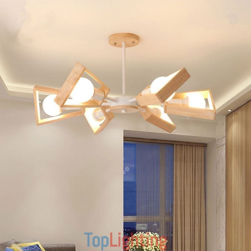 Modern Fan Shaped Chandelier Elegant Wood Pendant Light