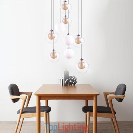Pendant Light Glass Cluster Ceiling Light Gold Nickel Brushed+Milky Glass Ball Pendant Light Glass Cluster Ceiling Light Gold Nickel Brushed+Milky Glass Ball