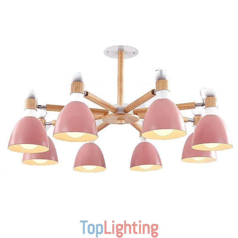 Nordic Macaron Pendant Light Creative Wood Chandelier