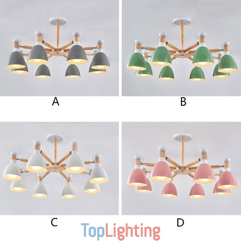Nordic Macaron Pendant Light Creative Wood Chandelier