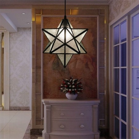 European Stained Glass Pendant Light Creative Star Pendant Lamp European Stained Glass Pendant Light Creative Star Pendant Lamp