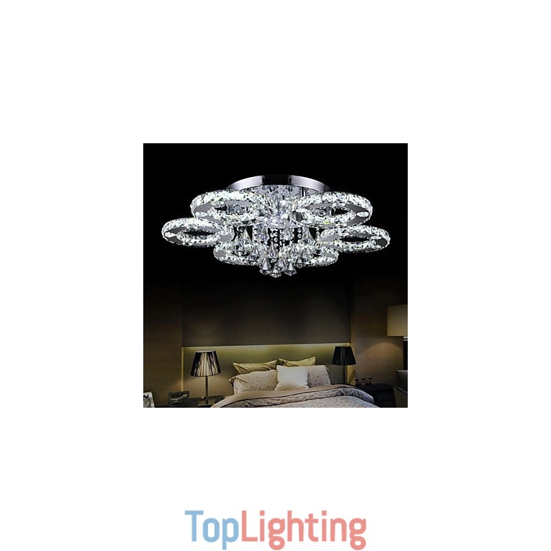 Modern Contemporary Crystal Chrome Metal Flush Mount