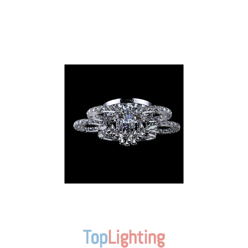 Modern Contemporary Crystal Chrome Metal Flush Mount