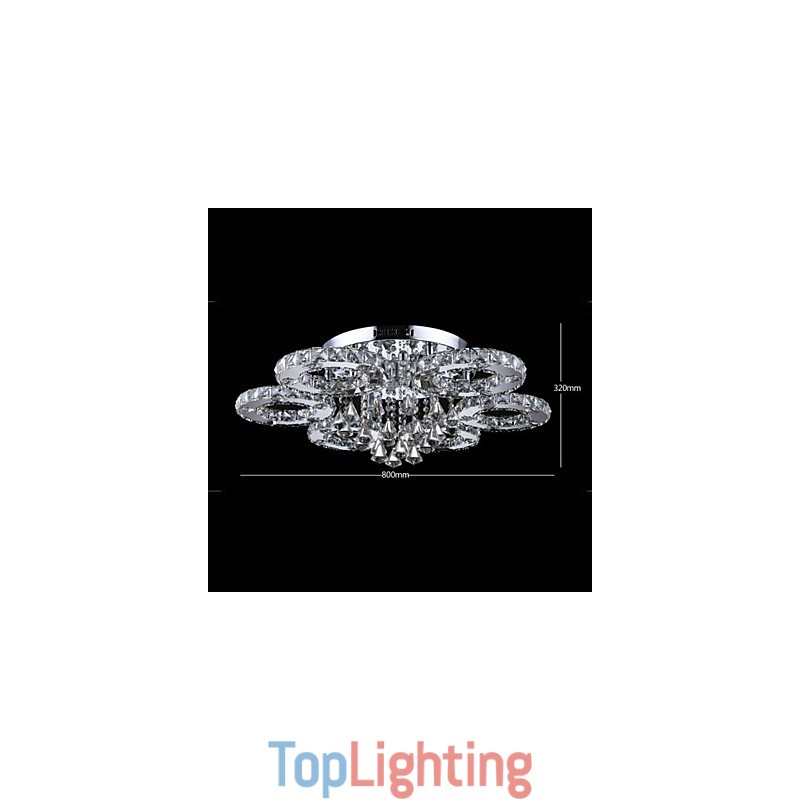 Modern Contemporary Crystal Chrome Metal Flush Mount