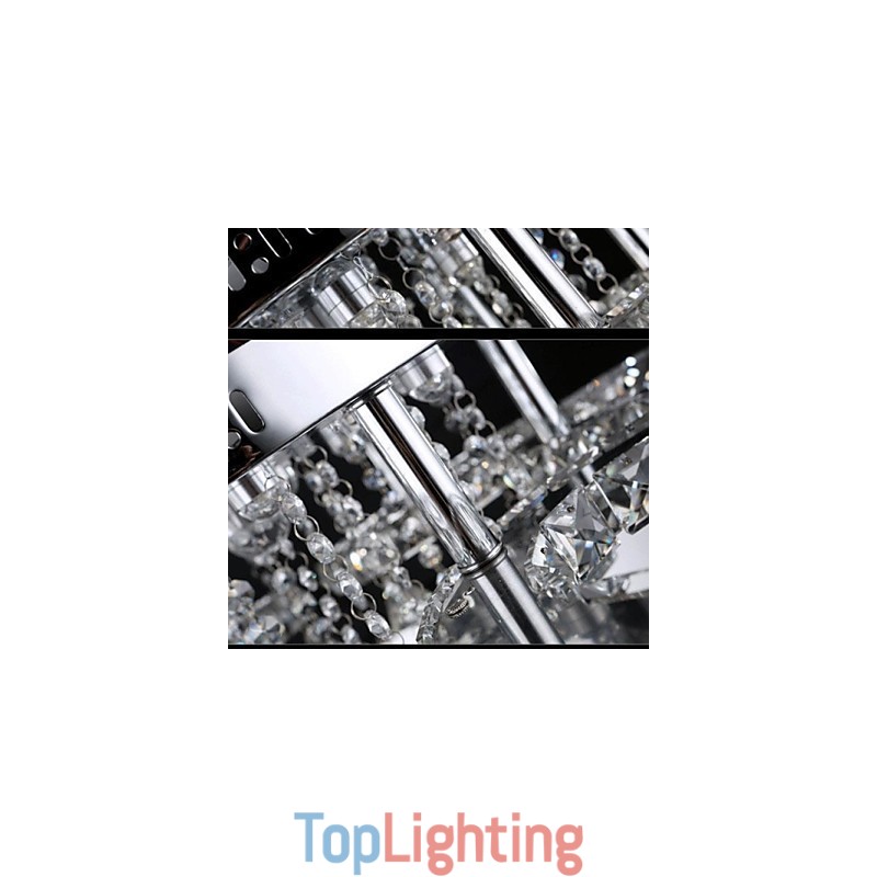 Modern Contemporary Crystal Chrome Metal Flush Mount