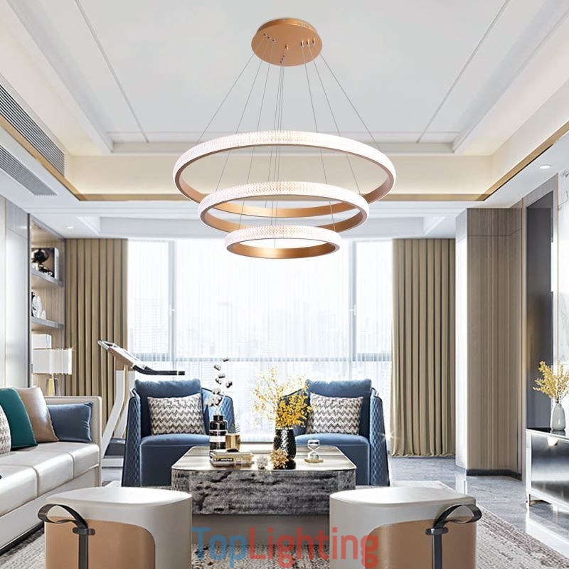 Modern Pendant Light Acrylic 3 Rings Lamp 80+60+40cm